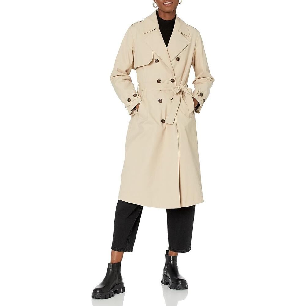 The Drop Women's Noa Trench Coat Beige (Hummus) Size Med Classic Double Breast